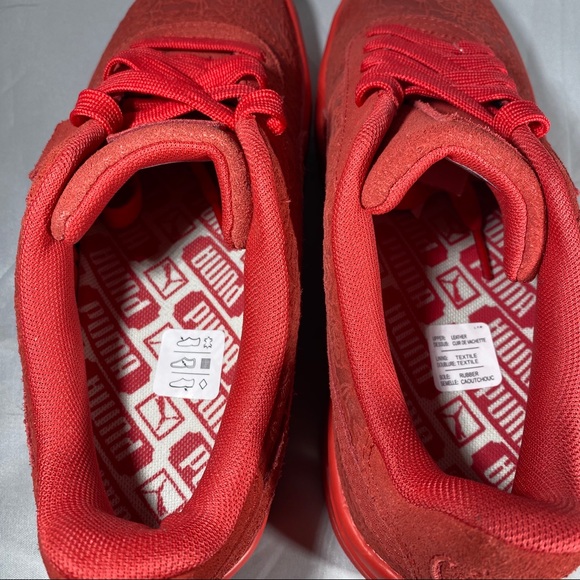 New Puma California Red Embossed Floral Sneakers - Picture 5 of 7